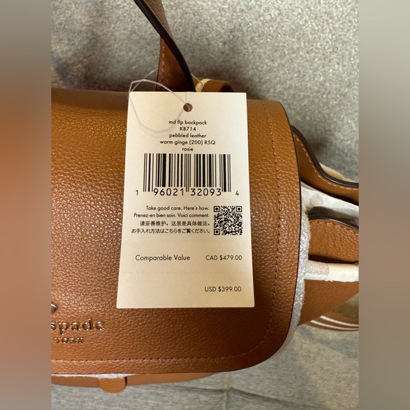 Kate Spade Pebbled Leather Flip Backpack with Coin Purse - Picture 3 of 8